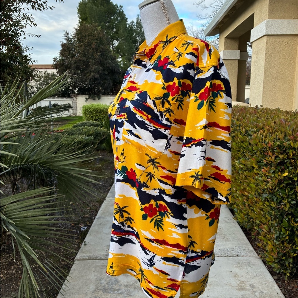 Bugle Boy Classics Women’s Tropical Yellow Hawaiian Shirt XL - Picture 4 of 12